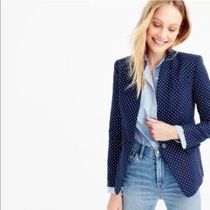 J Crew Regent Blazer in Navy Polka Dot